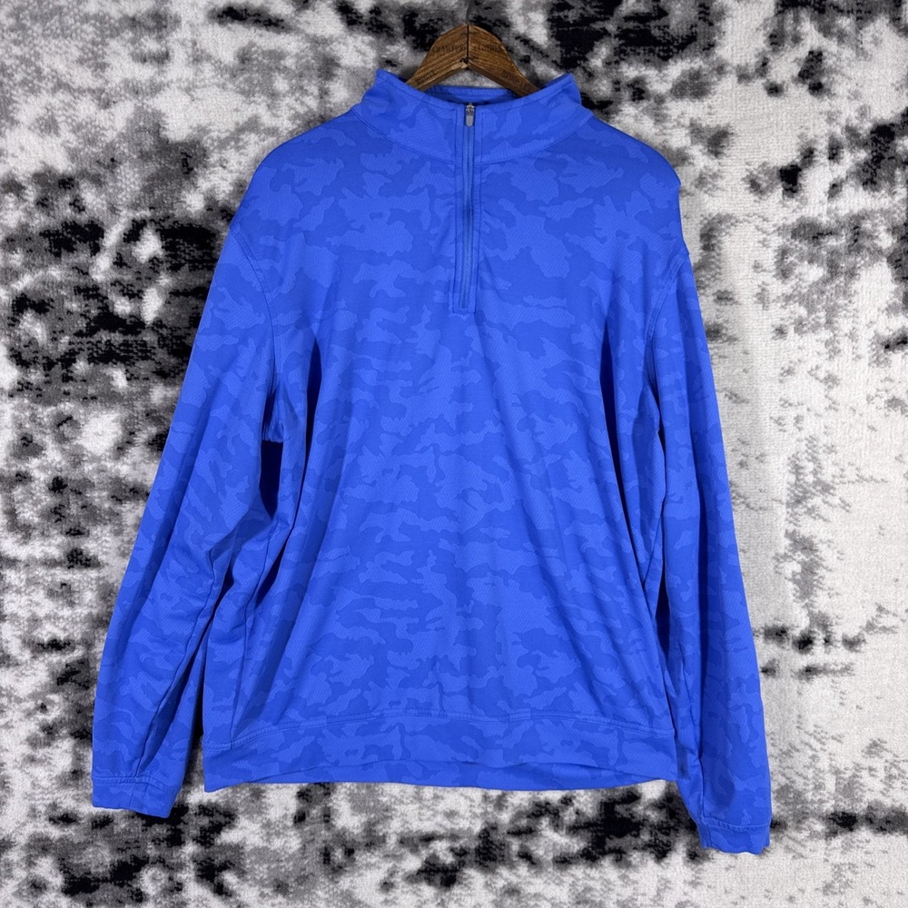 Peter Millar Perth 1/4 Zip Pullover Mens Size Large Blue Camo French Lick Course